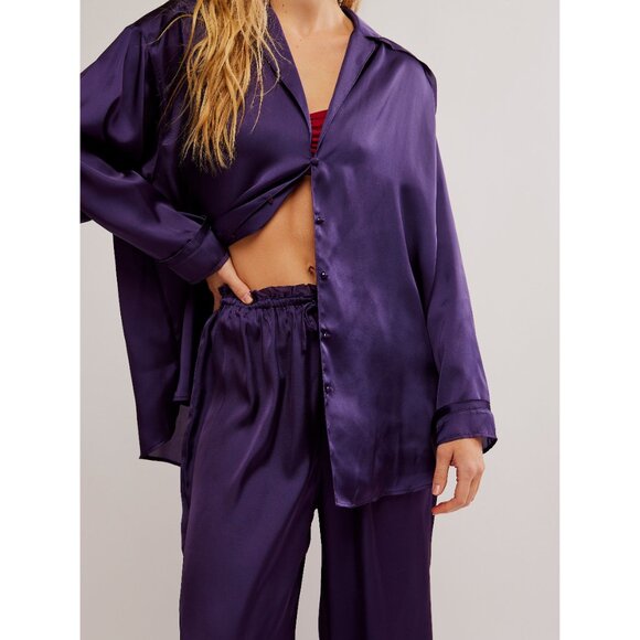 FREE PEOPLE Dreamy Days Solid PJ Set / Gothic Grape - Picture 4 of 6